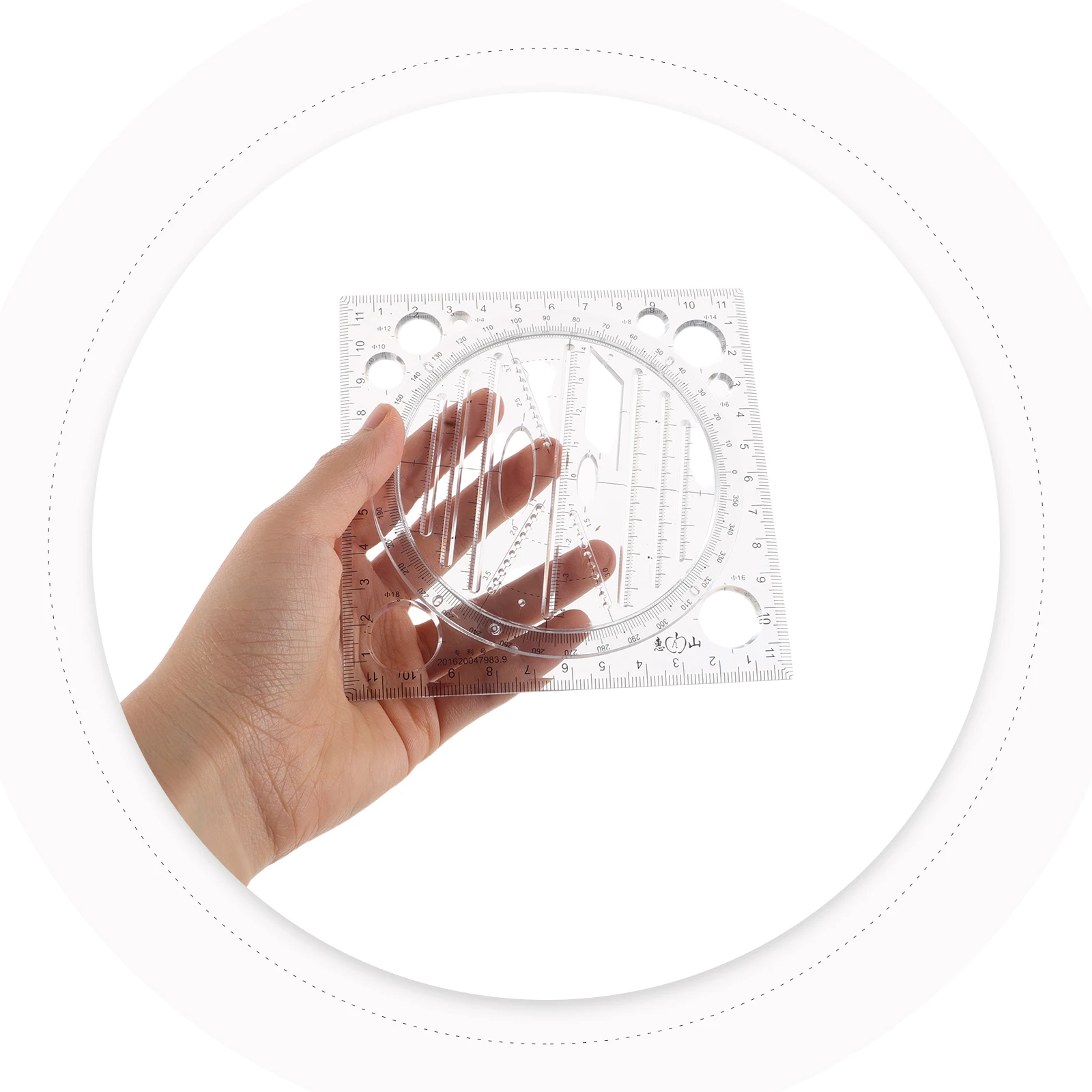 

Multifunctional Drawing Ruler Precision Measuring Tool Student Engineer Compass Template Plastic Clear Scale for School