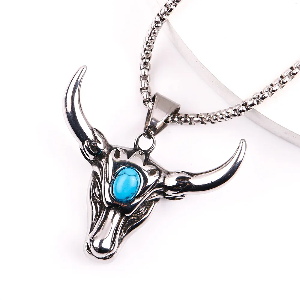 Animal Bullfight Bison Stainless Steel Men Women Necklaces Pendants Chain Punk Trendy Fashion Jewelry Wholesale Dropshipping