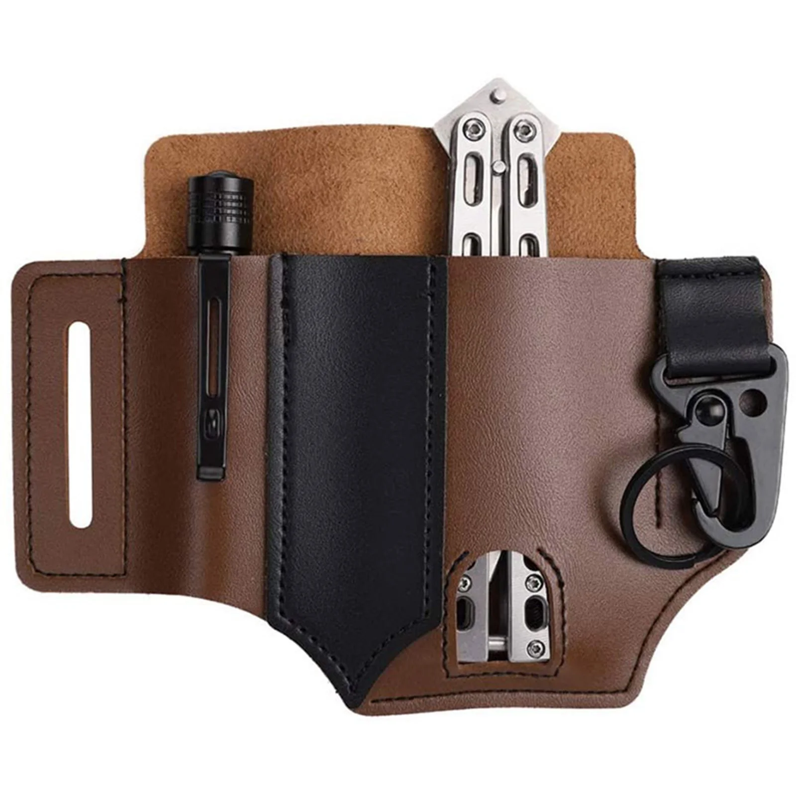 Men PU Leather EDC Organizer Flashlight Sheath Multi Tool Pouch Gift for Boyfriend Husband Father MC889