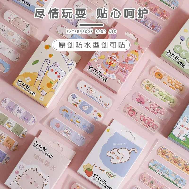 Imagem -03 - Box Cartoon Animal Padrão Band Aid Kawaii Protable Impermeável Hemostasia Patch Adesivo Ataduras Médicas Ferida Gesso 20 Pcs