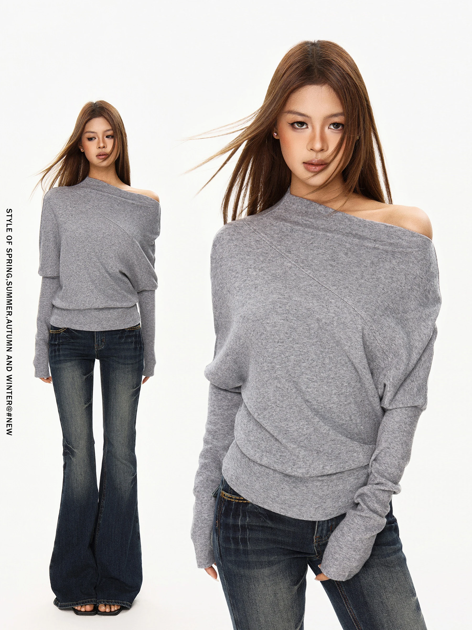 

Повседневный вязаный шерстяной свитер свободного кроя для женщин, весна-осень, удлиненный, стандартной длины, цветной