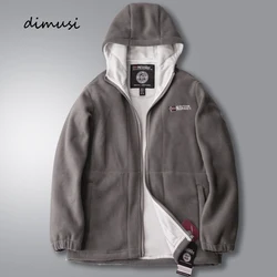 DIMUSI Winter Men's Polartec Jackets Casual Male Thicken Velvet Thermal Jackets Mens Soft Fleece Warm Hooded Coats Clothing