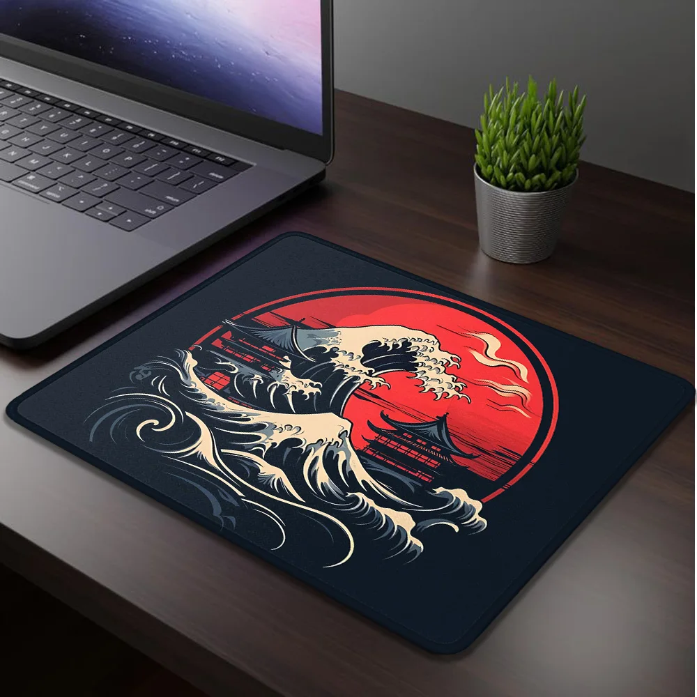 Japanese Waves Desk Mat Gaming Mouse Pad Speed Computer Mousepad Gamer Deskmat Mausepad Office Accessories Mouspad Mats Mause