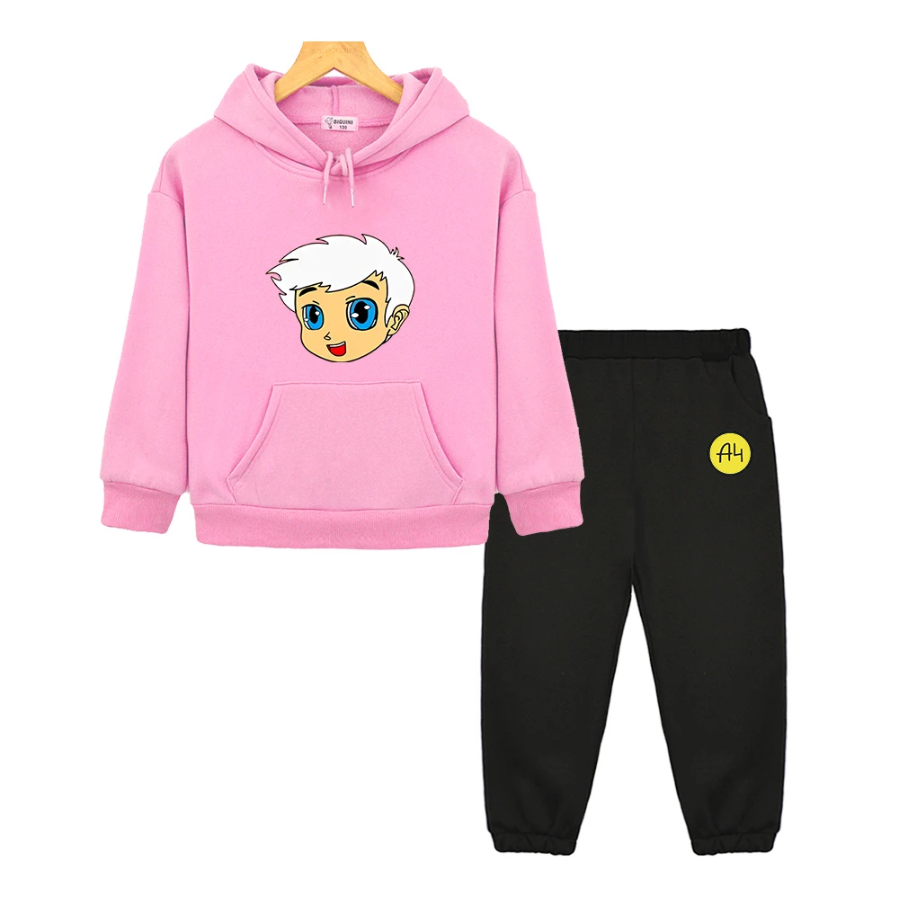 

Cartoon Merch A4 Hoodie Suit Baby Boy Clothes Children Clothing Set Kids Long Sleeves Sweatshirts Tops Casual Pants Мерч А4 2pcs