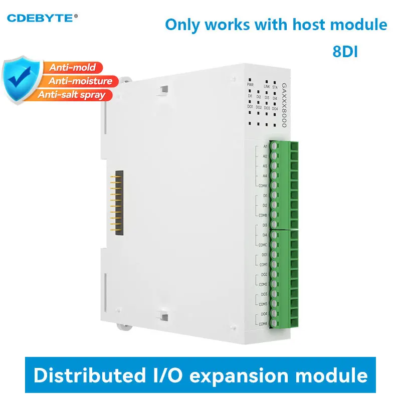 8DI Distributed Remote IO Expansion Module RJ45 RS485 Modbus Analog Switch Acquisition CDEBYTE GAXXX8000 Fast Expansion PNP NPN