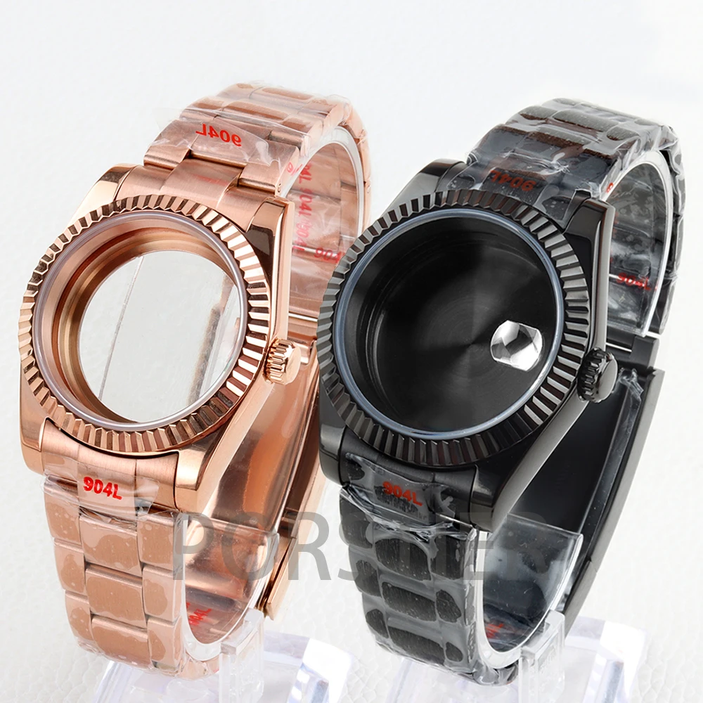 

39/36mm Nh35 Watch Case 20mm Oyster Brushed Bracelet for Datejust NH35 NH36 Movement Sapphire Glass Solid 316L Stainless Steel