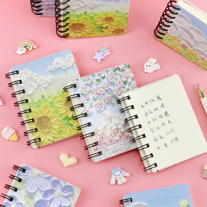 Kawaii Cute Cartoon painting mini Spiral A7 Notebook Daily Weekly Planner Note book Time Organizer School Supplies