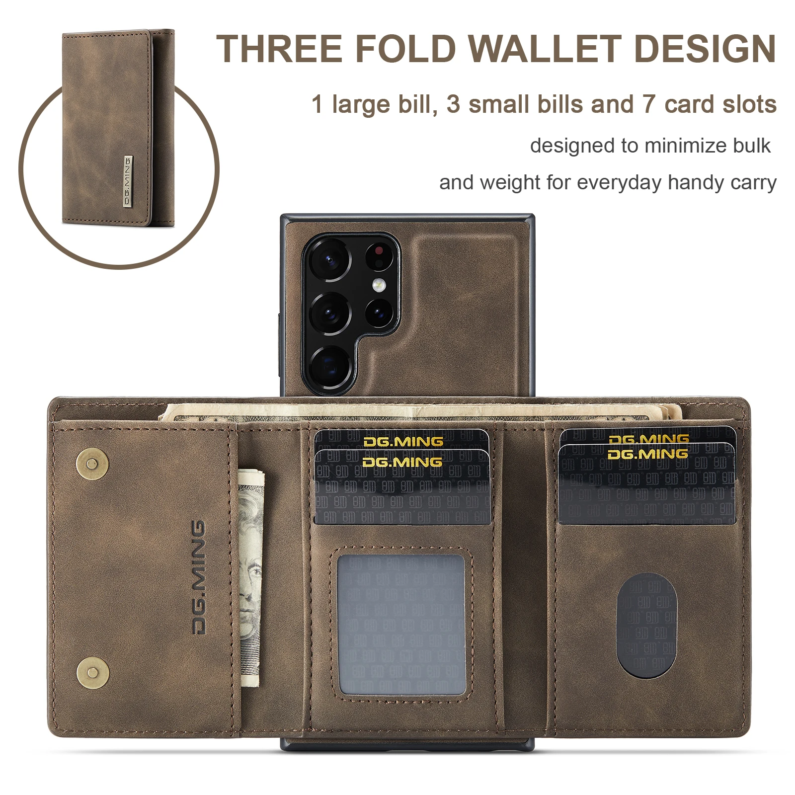 Magnetic Card Holder Leather Wallet Samsung Galaxy S24 S23 Ultra S22 S21 FE S20 Plus Note20 Ultra Business Case Shockproof Cover