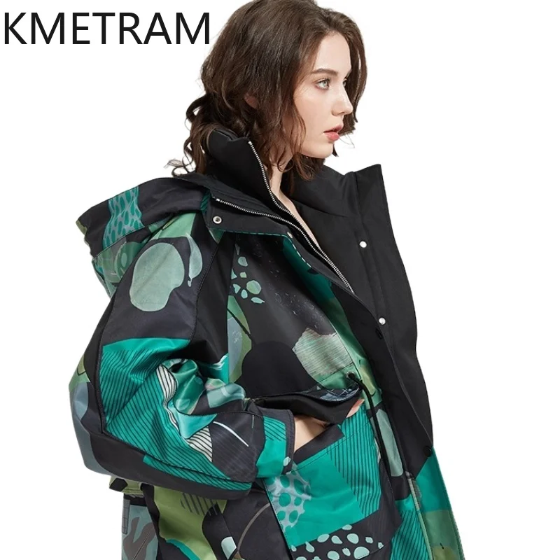 KMETRAM White Goose Down Puffer Coats Woman Green Lightweight Padded Jackets 2025 Short Hooded Winter Parka Clothes ropa mujer