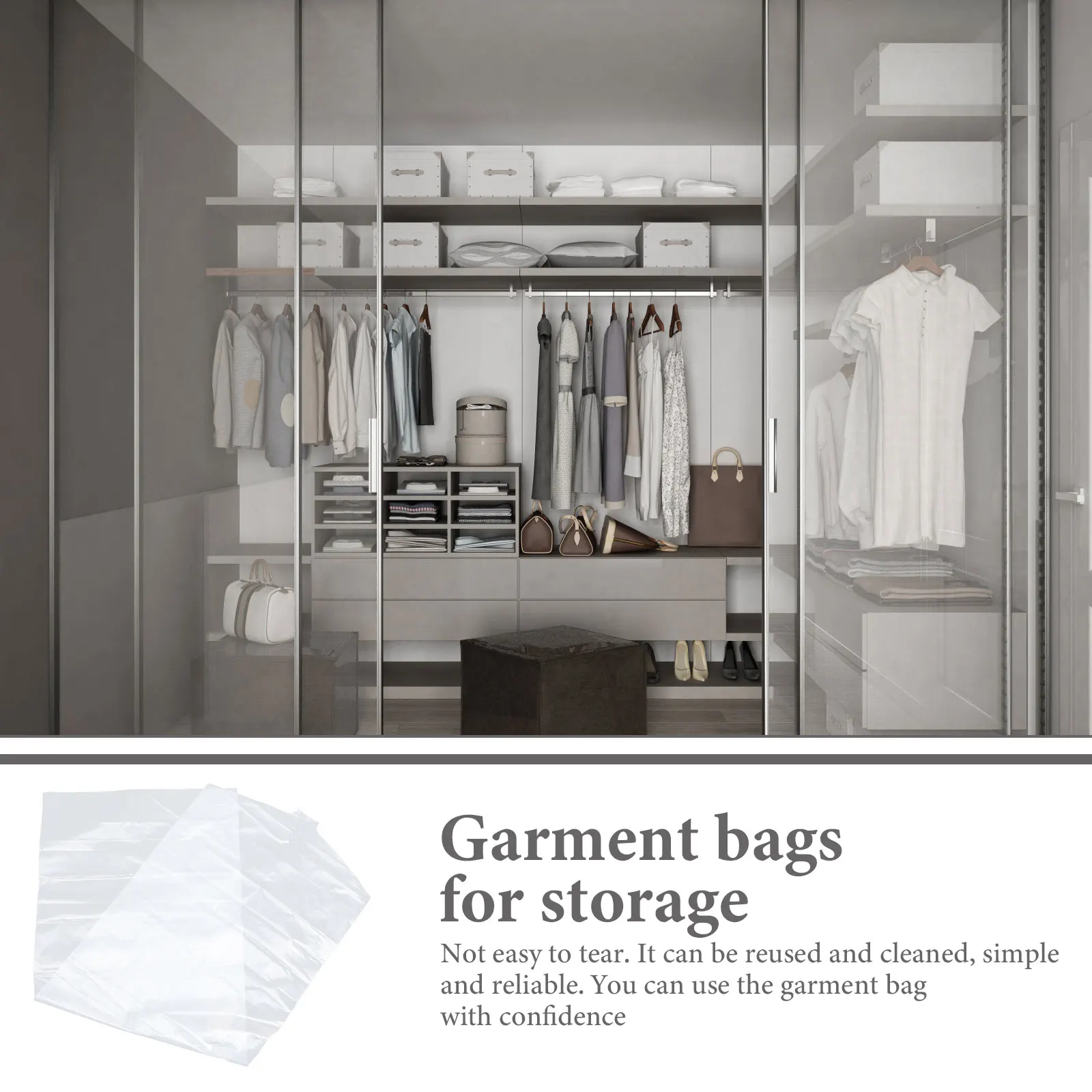 

4Pcs Clear Garment Bags Long Dress Storage Dustproof Clothes Covers for Hanging Suits Coats Winter Jackets Garment Bag