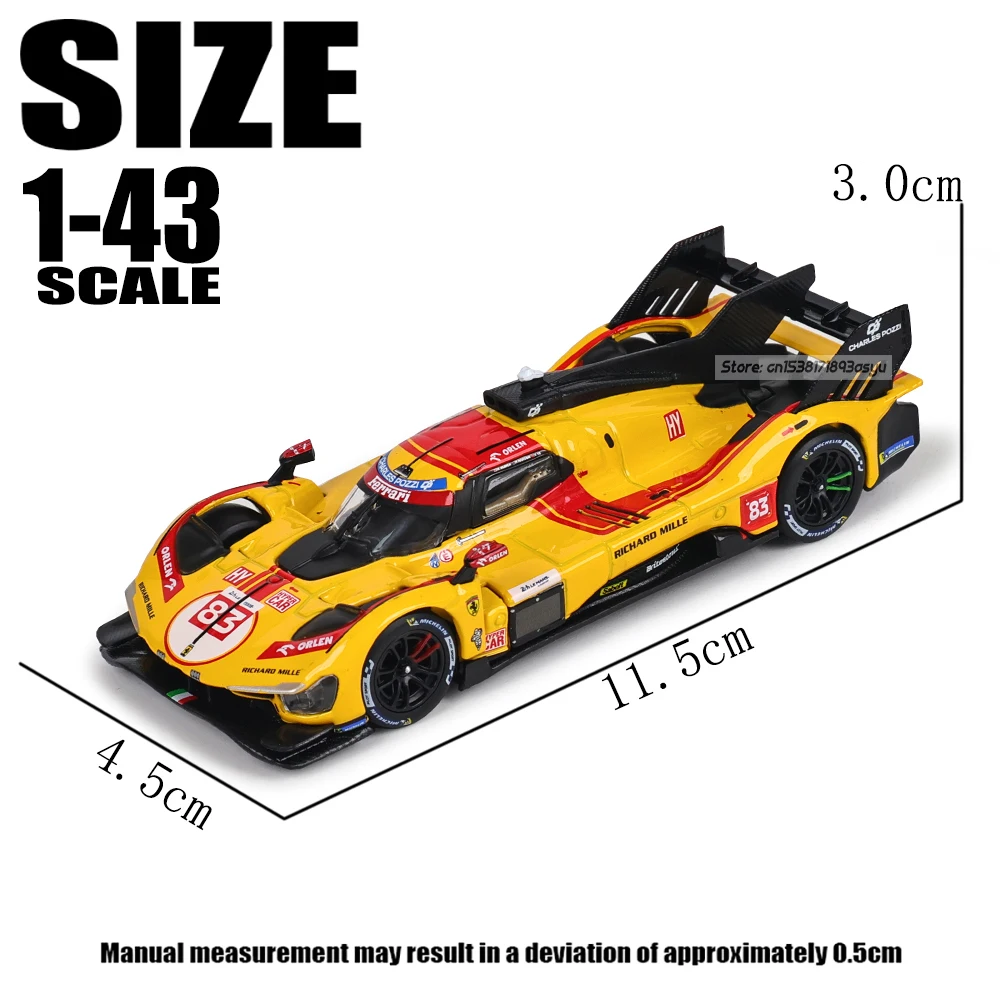 Bburago 1:43 24h LE MANS Ye Yifei Ferrari 2025 499P # 83 schwarze Basis Acrylbox-Basis Legierung Luxusfahrzeug Diecast-Automodell Spielzeug – Detail 2