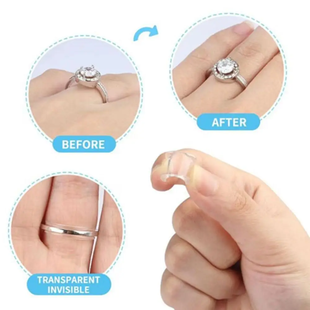 Hot Sale Guard Silicone Invisible Ring Size Reducer 1Set 8Size Size Adjustment Clip Transparent Resizer Adjuster Ring