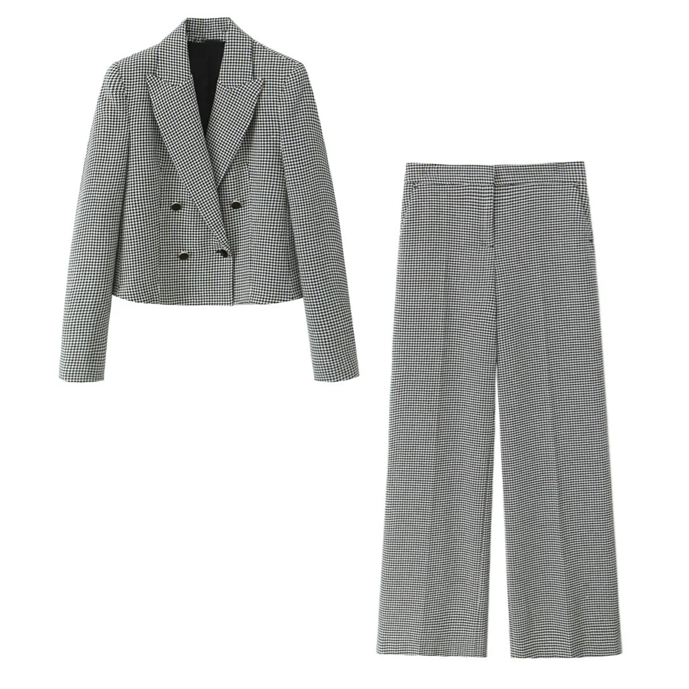 

PB&ZA2024 autumn new women's slim fit commuting short style lapel long sleeved suit jacket straight leg pants set