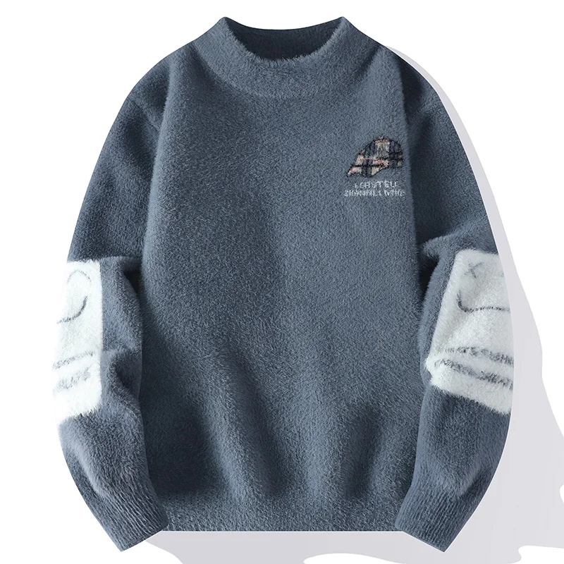 

Мужской вязаный свитер с длинными рукавами, мужской однотонный свитер, осень/зима, мягкие теплые удобные топы, толстые теплые шерстяные пуловеры