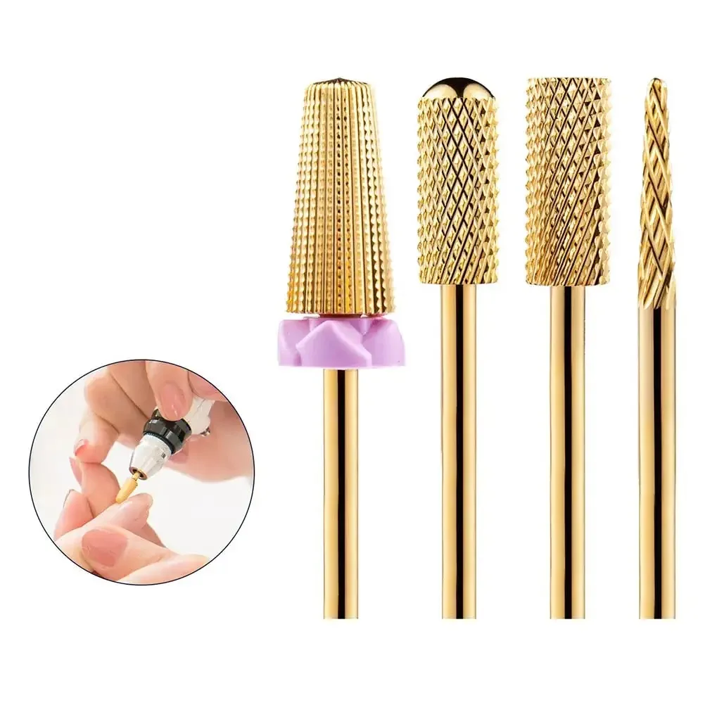 

Tungsten Carbide Nail Drill Bits for Nail Drill 3/32" Nail Sander Tips for Acrylic Gel Nails Home Salon Nail Care Supplies Gold