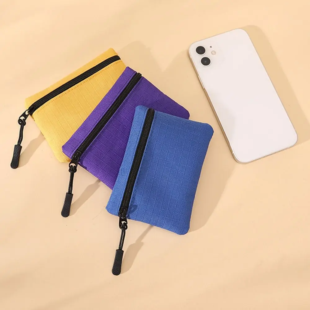 Monedero de tela de buey de estilo coreano Simple, bolso de artículos pequeños con cremallera de Color sólido, monedero, tarjetero, bolsa de almacenamiento de tarjetas para hombres