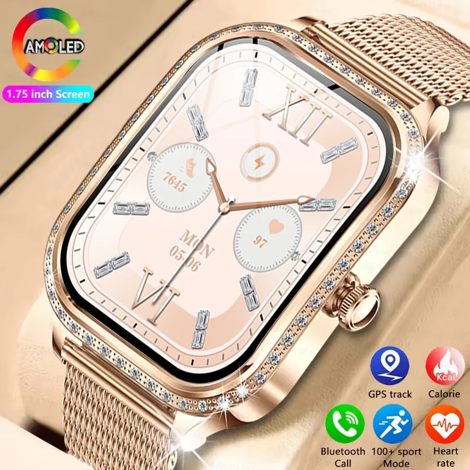 

DAORKOW 1.75' AMOLED Smartwatch Women Men Bluetooth Call IP68 Waterproof Weather Menu Heart Rate Step Fitness Sports Smart Watch