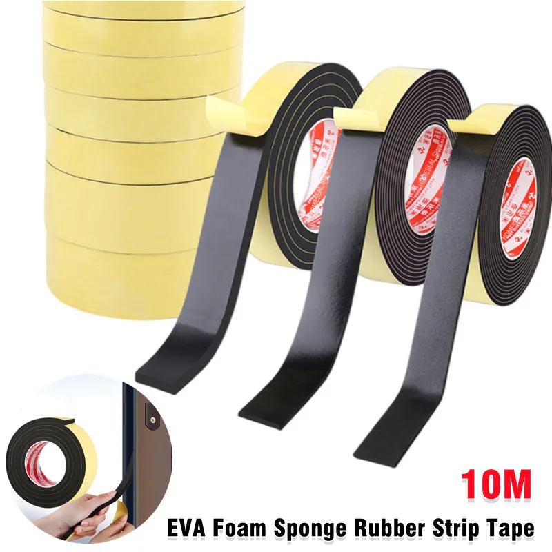 Rubber Self Adhesive Sponge Seal Strip Single Sided Adhesive EVA Black Foam Anti-collision Seal Gasket Width10-50mm Thick 1-10mm