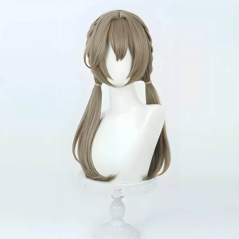 

Long Wavy Synthetic Wig with Bangs Double Ponytails Cosplay Costume Party Daily Use Heat Resistant Hair