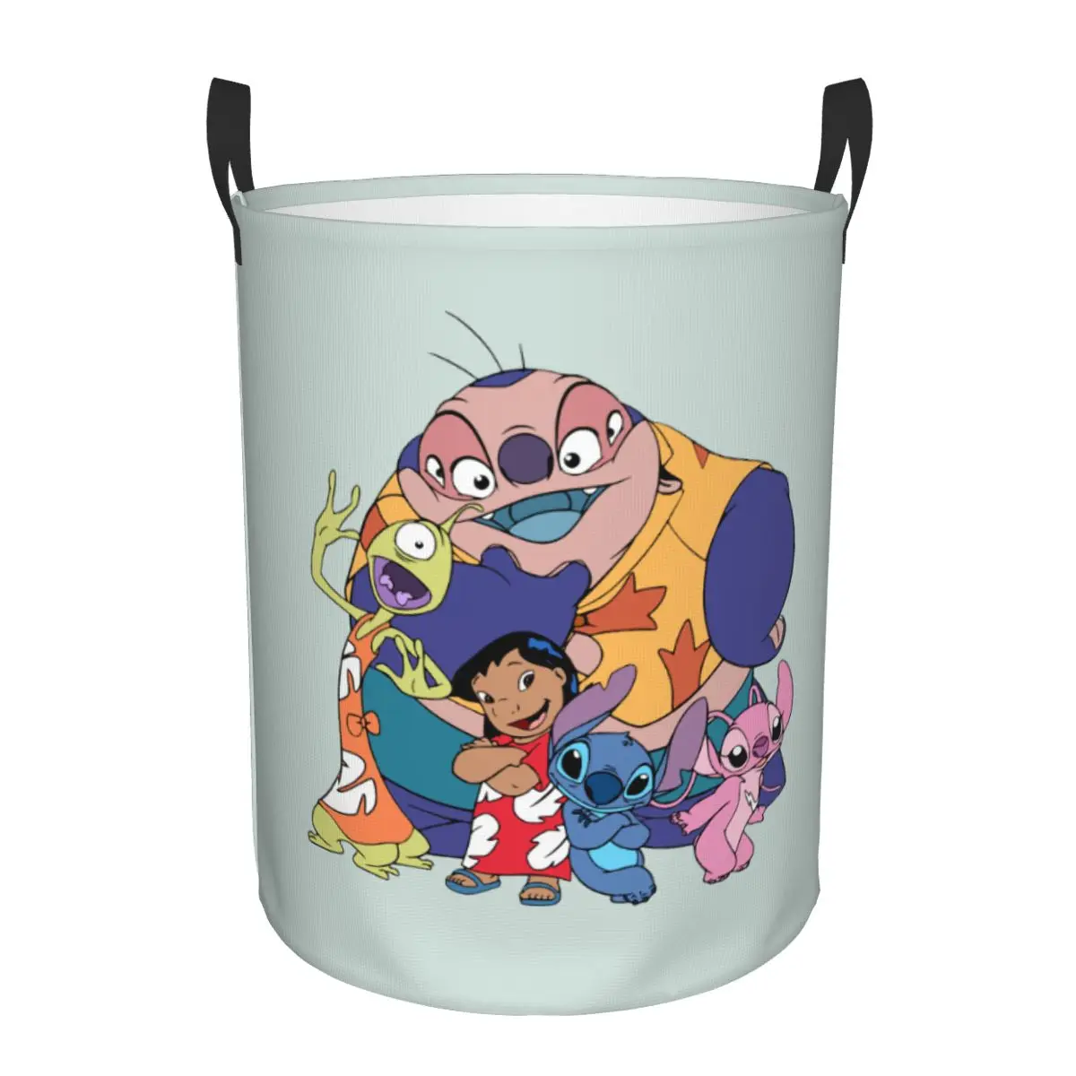 Custom Cute Lilo And Stitch Ohnan Anime Film Laundry Basket Foldable Clothes Hamper for Baby Kids Toys Storage Bin