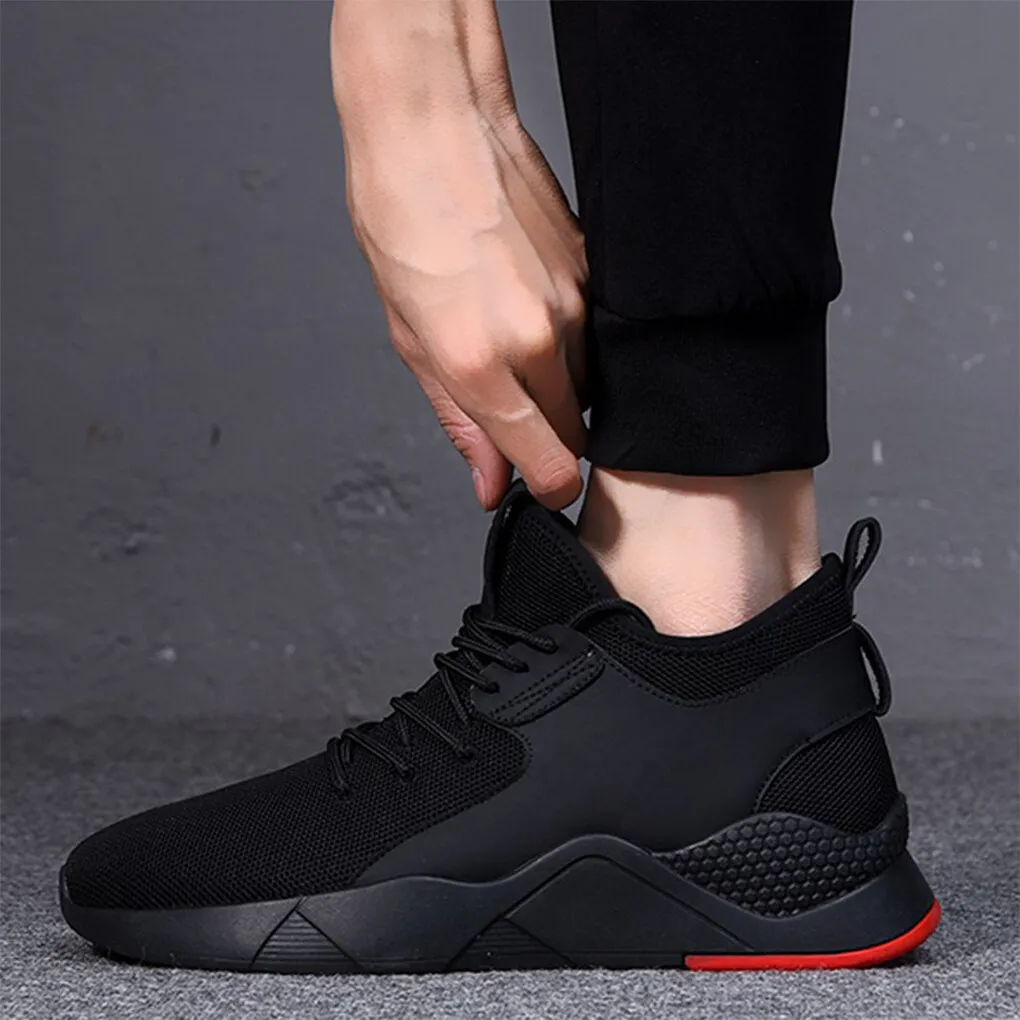 Men Lace-up Shoes Flat Sole Boys Sneaker Breathable Mesh Casual Sports Running High Top Shoe image 6