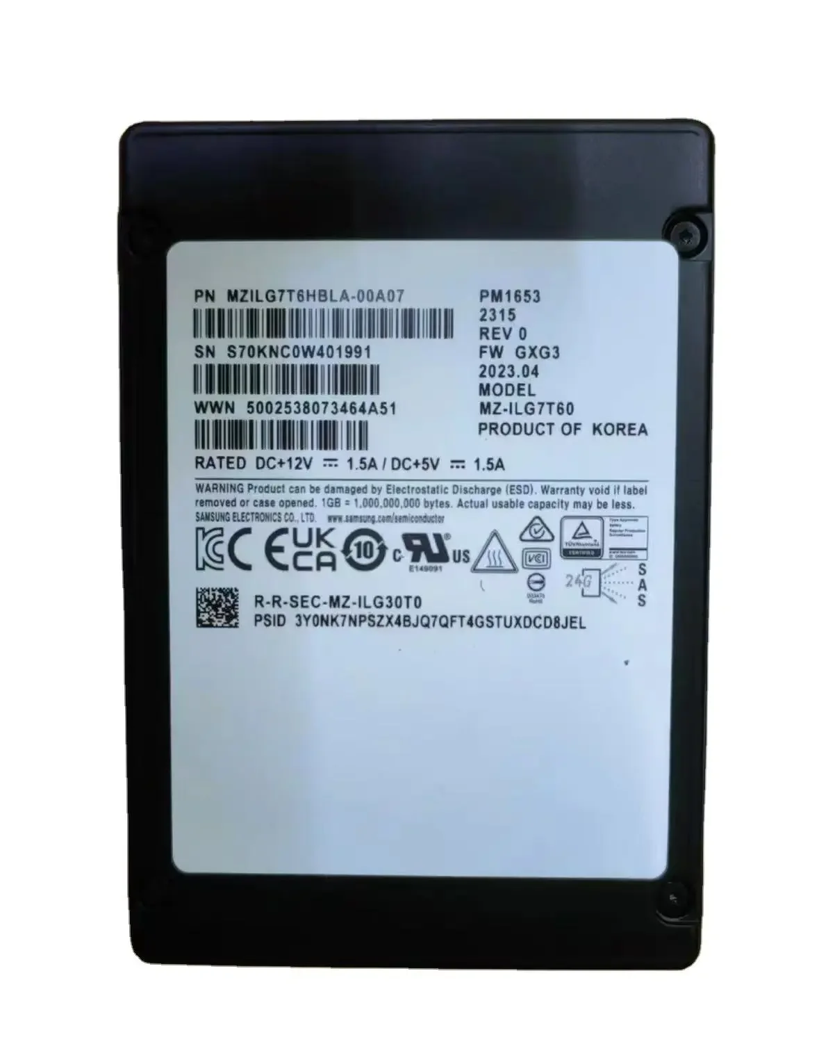 Customized high quality  New 3.84T SAS MZILG3T8HCLS-00A07 Server Solid State Drive Sam sung PM1653 2.5 SSD