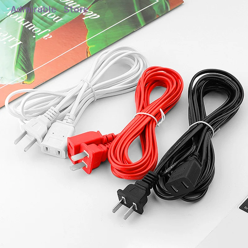 [W]AC Power Cord White Black Red Line With ON/OFF Switch Button Cables Wire Two-pin Plug Cable Extension Cords Adapter