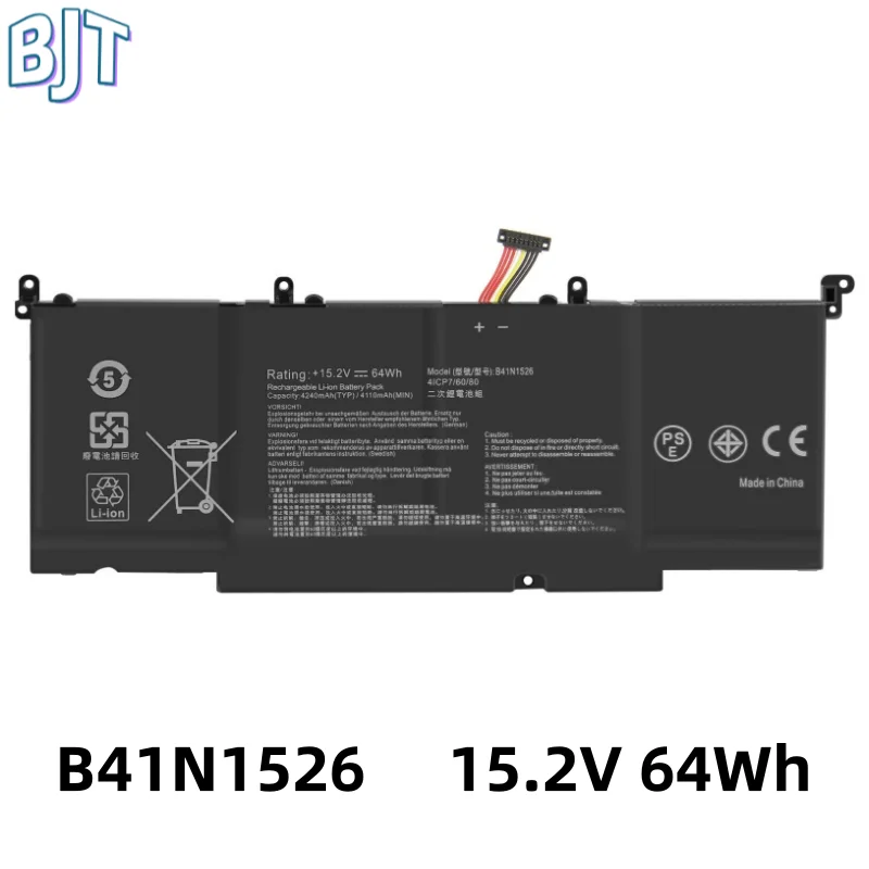 15.2V 64Wh B41N1526 Laptop Battery New for Asus FX502VM FX60VM FX502VM-AS73 FX502VM-FY361T ROG Strix GL502VT GL502VT-DS7 8 Cell