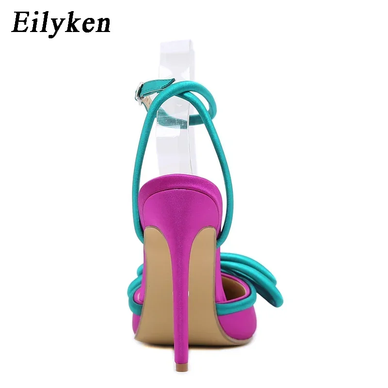 Eilyken Silk Butterfly-knot Pointed Toe Women Pumps Sandals Spring Autumn Strap Buckle High Heel Party Dance Shoes image 4