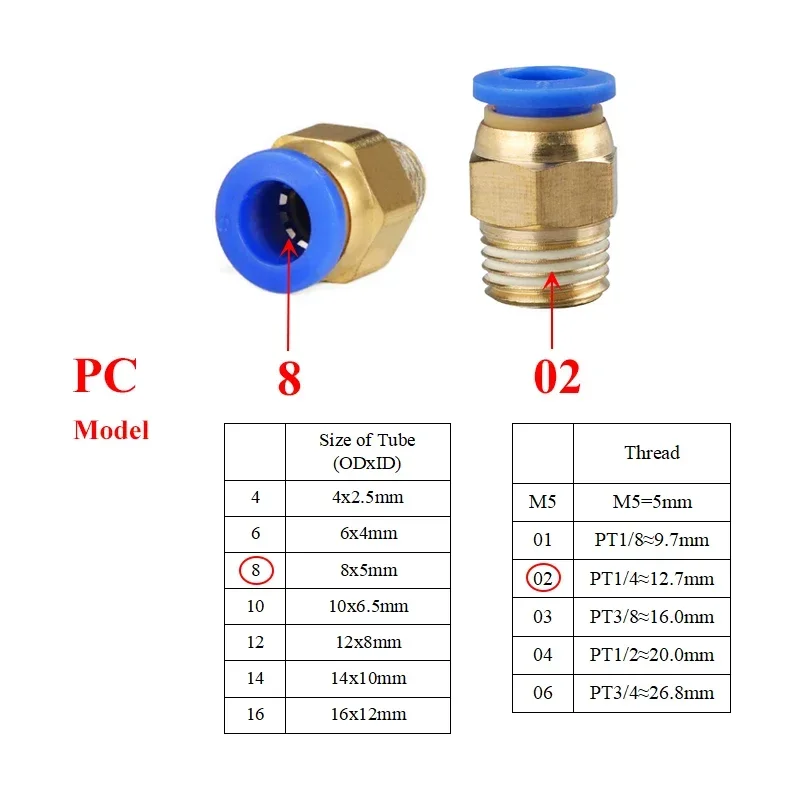 1Pcs Pneumatic Air Connector Fitting PC PCF PL 4mm 6mm 8mm 10mm Thread 1/8 1/4 3/8 1/2 Hose Fittings Pipe Quick Connectors