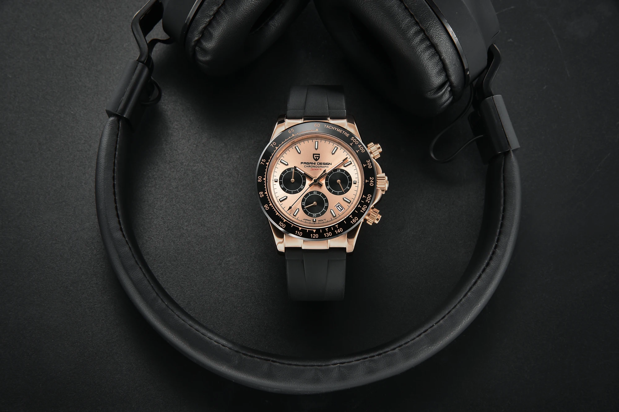 PAGANI DESIGN New Gold Blue Luxury Quartz Watch For Men Gift Box VK63 Movt Chronograph Sapphire Crystal Stainless Steel Watch