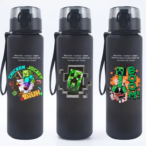 New Minecraftes Pixeles Water Bottles Cartoon Game Character Water Cup Summer Outdoors Sports Water Bottles Birthday Gifts
