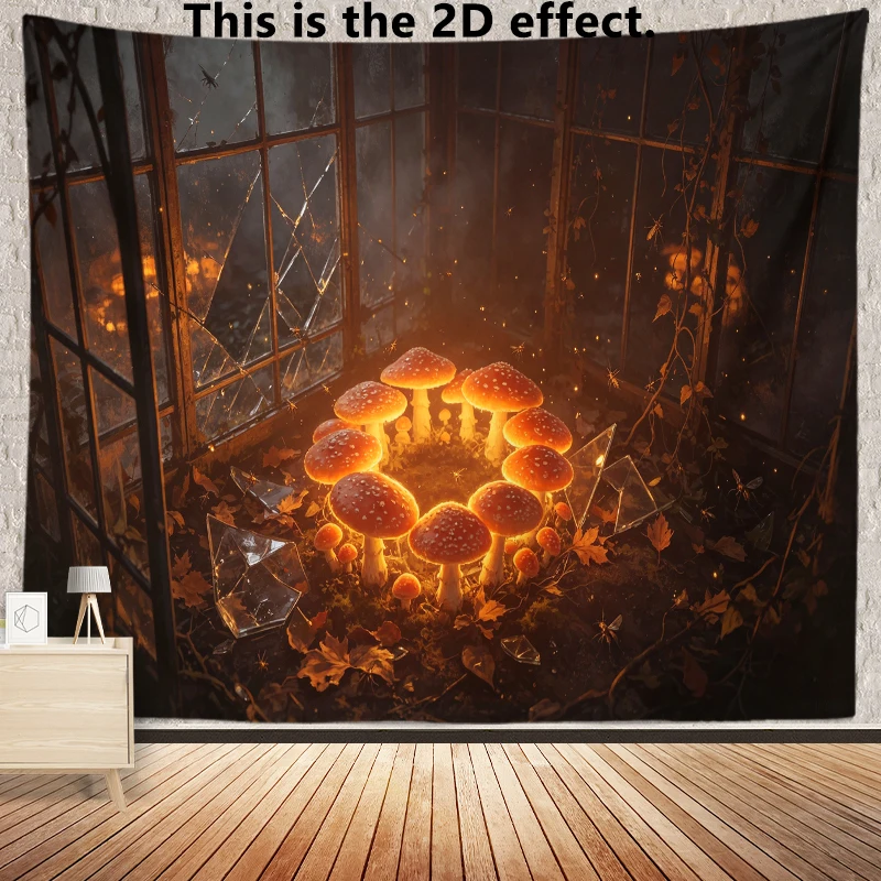 Glowing Mushroom Dark Room Background Cloth Hanging Cloth Bedroom Bedside Decorative Wall Cloth Dormitory Tapestry