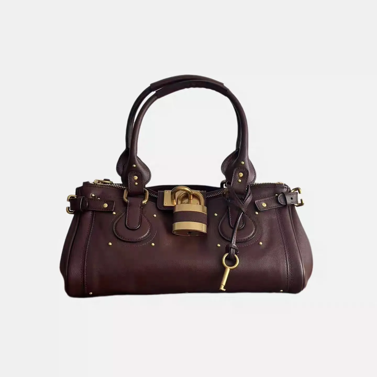 

Vintage Lock Buckle Designer Tote Bag,Classic Large Capacity Commuting Shoulder Bag, Fashionable East West Top Handle Handbag