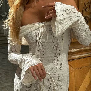 Dantelli parti elbisesi, şeffaf, kadın, kolsuz, bol kadın elbiseleri-göğsüne sarılmış, denize bürünmüş, seksi, yaz, 2022 6 Büyük satış, denizkızı kıyafeti yetişkinler-no. 3