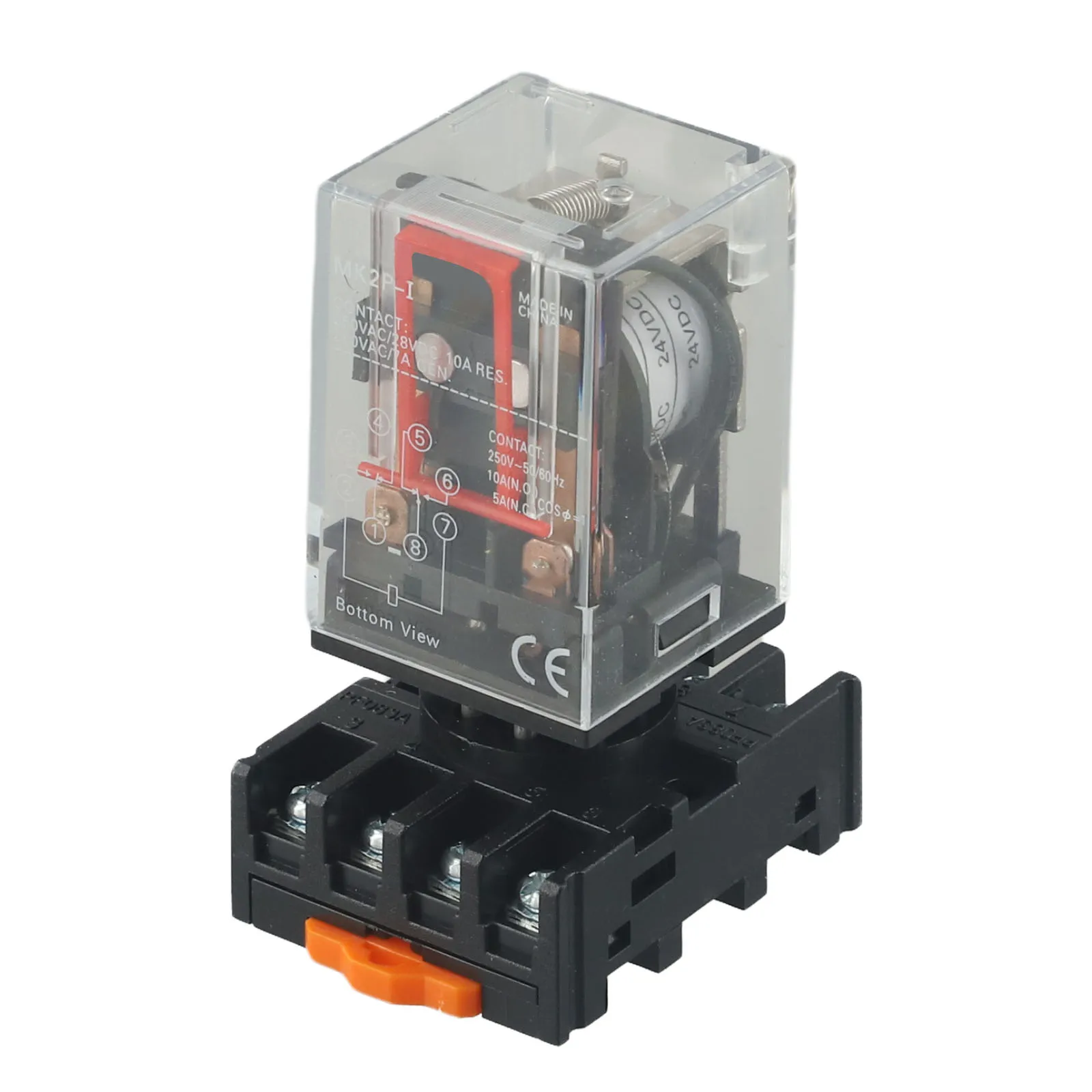 MK2P MK2PI 24V DC Relay 8 Pin with PF083A Socket Base 10A 250VAC for Remote Control and Automation Applications