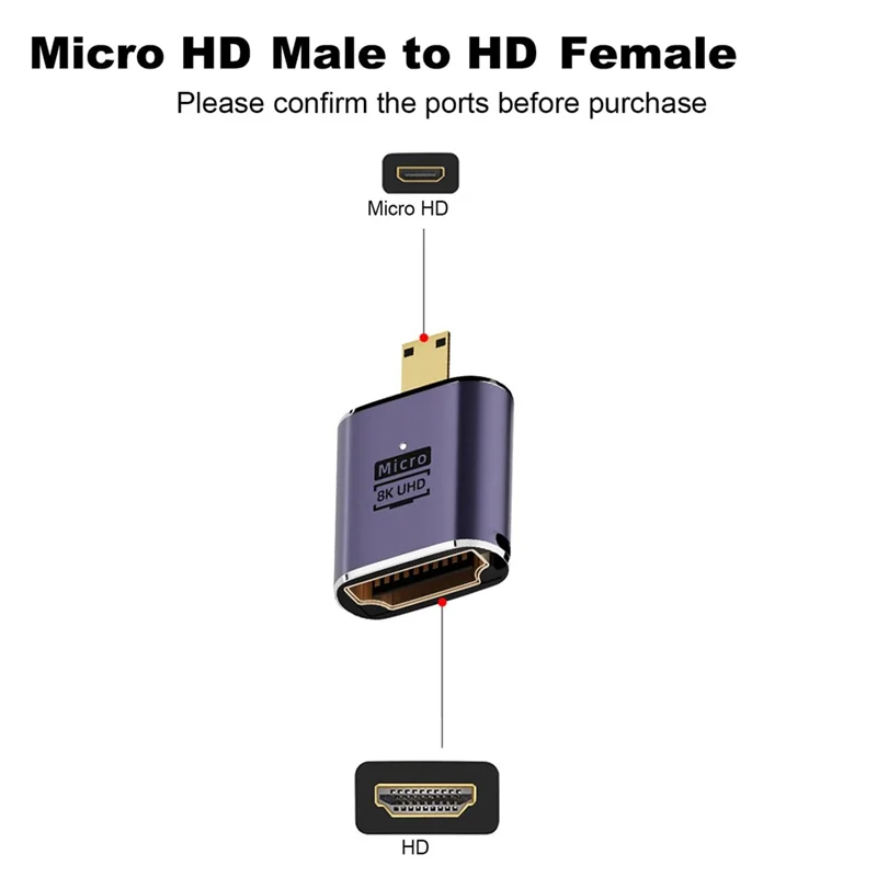 Комплект из 2 микросовместимых адаптеров 8K для камер Монитор HDTV Простая установка Простота в использовании