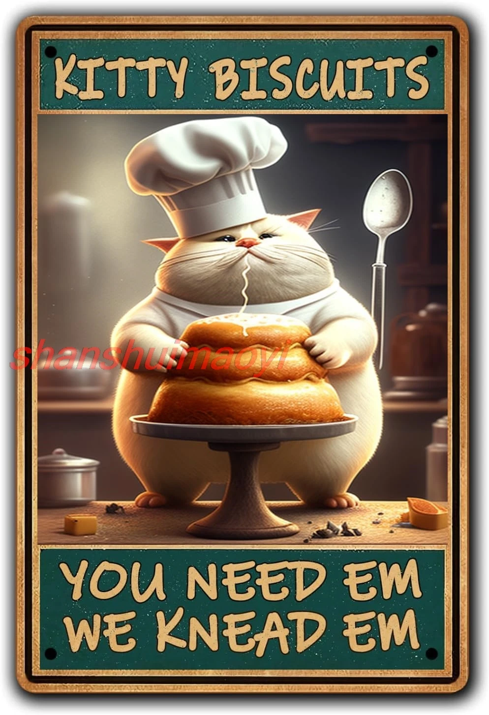 shan t Cake Signs,Kitty Biscuits You Need Em We Knead Em-Gift For Cat Enthusiasts,Tin Sign for Home Bar Kitchen Pub Wall  1pc