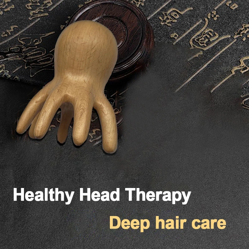 Sandalwood Octopus Massage Comb Head Meridian Scraping Scalp Massage Brush Acupuncture SPA Gua Sha Massage Comb Fatigue Relief