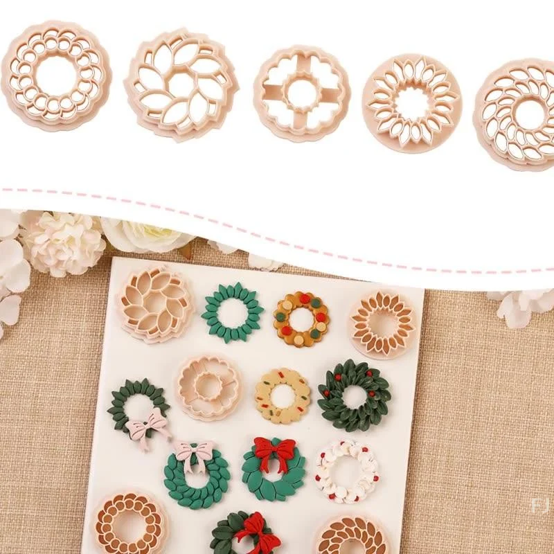 

[YU]Circle Frame Polymer Clay Cutters Blossom Embossed Pottery Ceramics Clay Cutter Earrings Jewelry Molds Making Tool