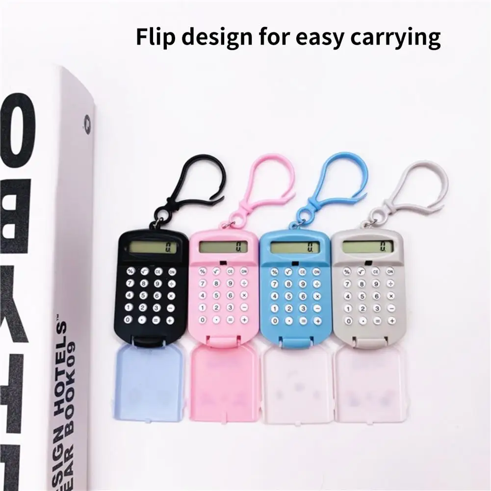 6.4*3.6cm Mini Calculator Cute Emoticons Plastic Cartoon Digital Calculator Kawaii Pocket Display With Key Ring Office Supplies