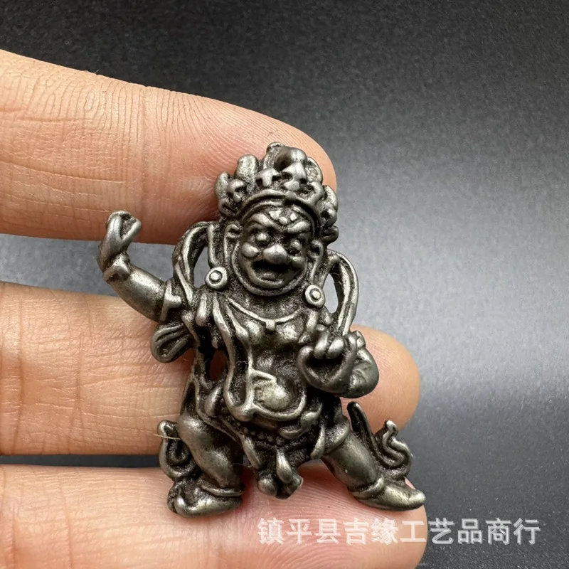 Tibetan-Style Iron Amulet Free Six-Arm Mahākāla Mocha Caro Black Talent God Pendant Retro Iron Pendant