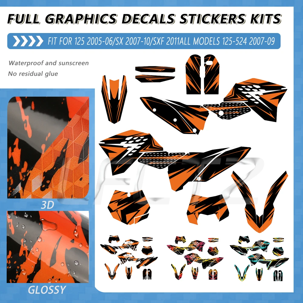 Fit for SX SXF 125 144 150 250 450 505 525 2007 2008 2009 2010 Motorcycle Background Full Set Graphics Decals Decor Stickers Kit