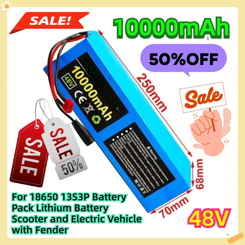 

For 18650 48V 10ah 13S3P Battery Pack Lithium Battery Scooter and Electric Vehicle with Fender