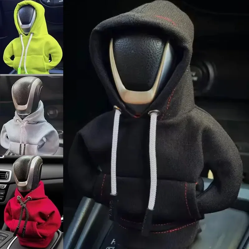 

1PCS Mini Hoodie Car Gear Shift Knob Cover Cute Sweatshirt Style Gear Lever Protector For Auto Interior Multiple Color Options