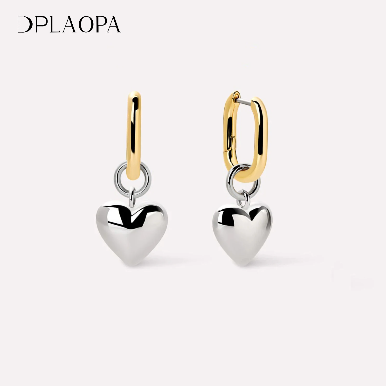 DPLAOPA 925 nueva Plata de Ley oro amor corazón Pendientes largos Clips Piercing Pendientes buenos de lujo 2024 joyería de regalo para mujer