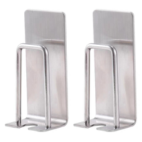 2 Pcs Stainless Steel Toothbrush Holder Cup Rack Adhesive Wall Mounted Electric Toothbrush Stand Bathroom Shelf Silver 304 Easy