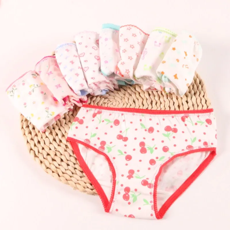 10Pc/Lot Girls Panties Briefs Underwear Kids Flower Pants Suit 2-12Years