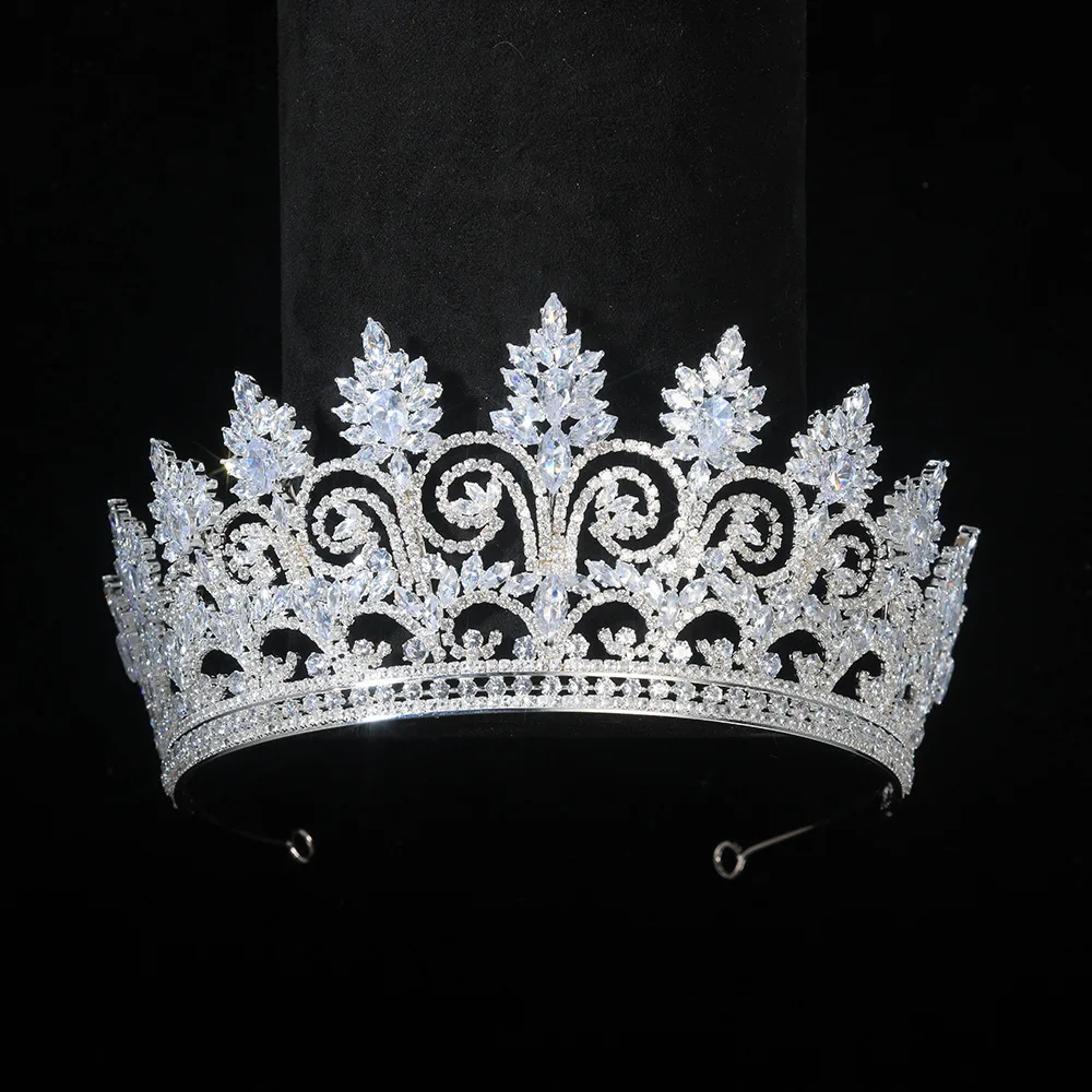 Bridal Wedding Tiaras For Queen Women Hair Jewelry Accessories Cubic Zirconia Crowns For Bride Pageant Prom Party Headdress