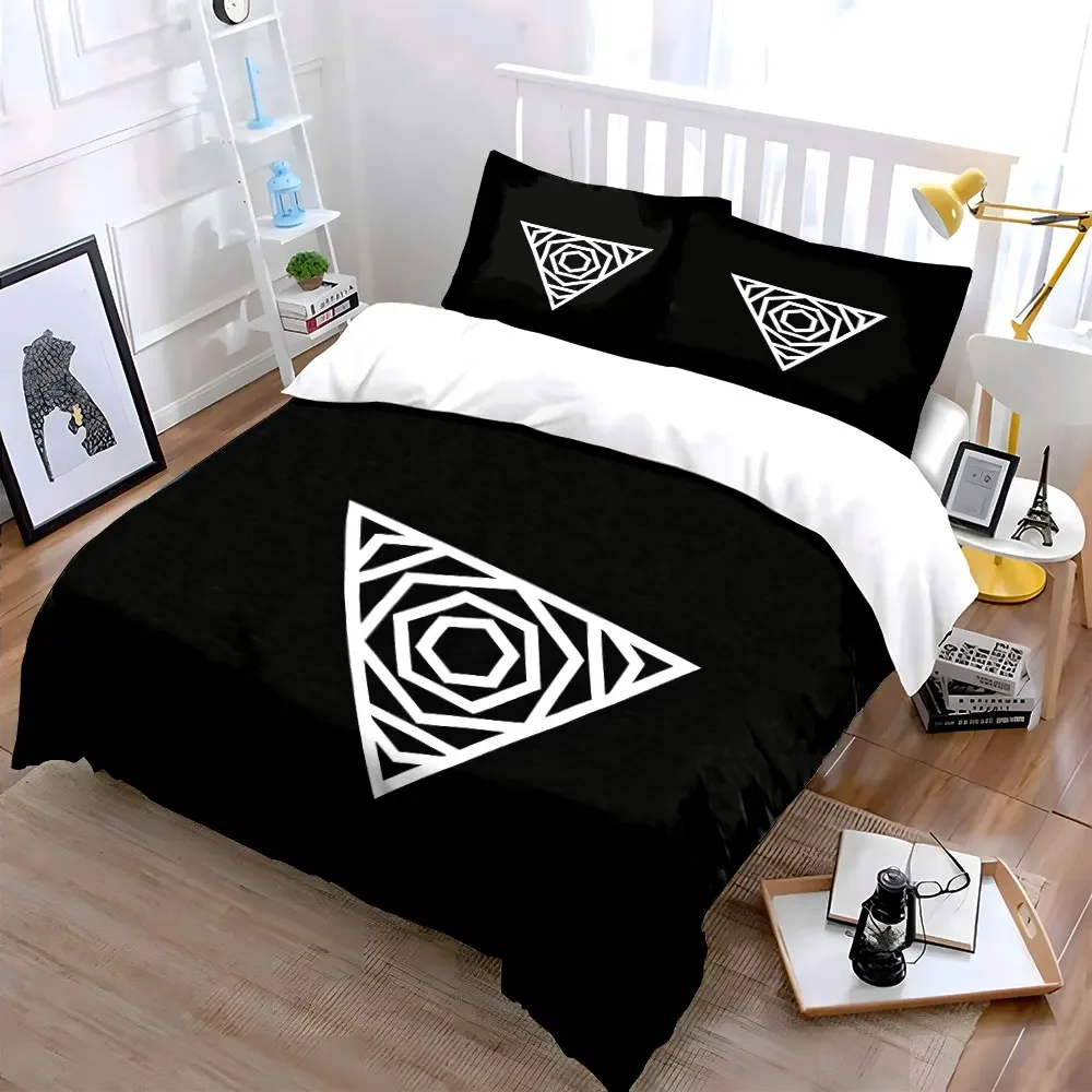 Geometric Triangle Three-Piece Decor Set Soft Comfortable Duvet Cover Bedding Set Included 1*Duvet Cover & 2*Pillowcases, gift